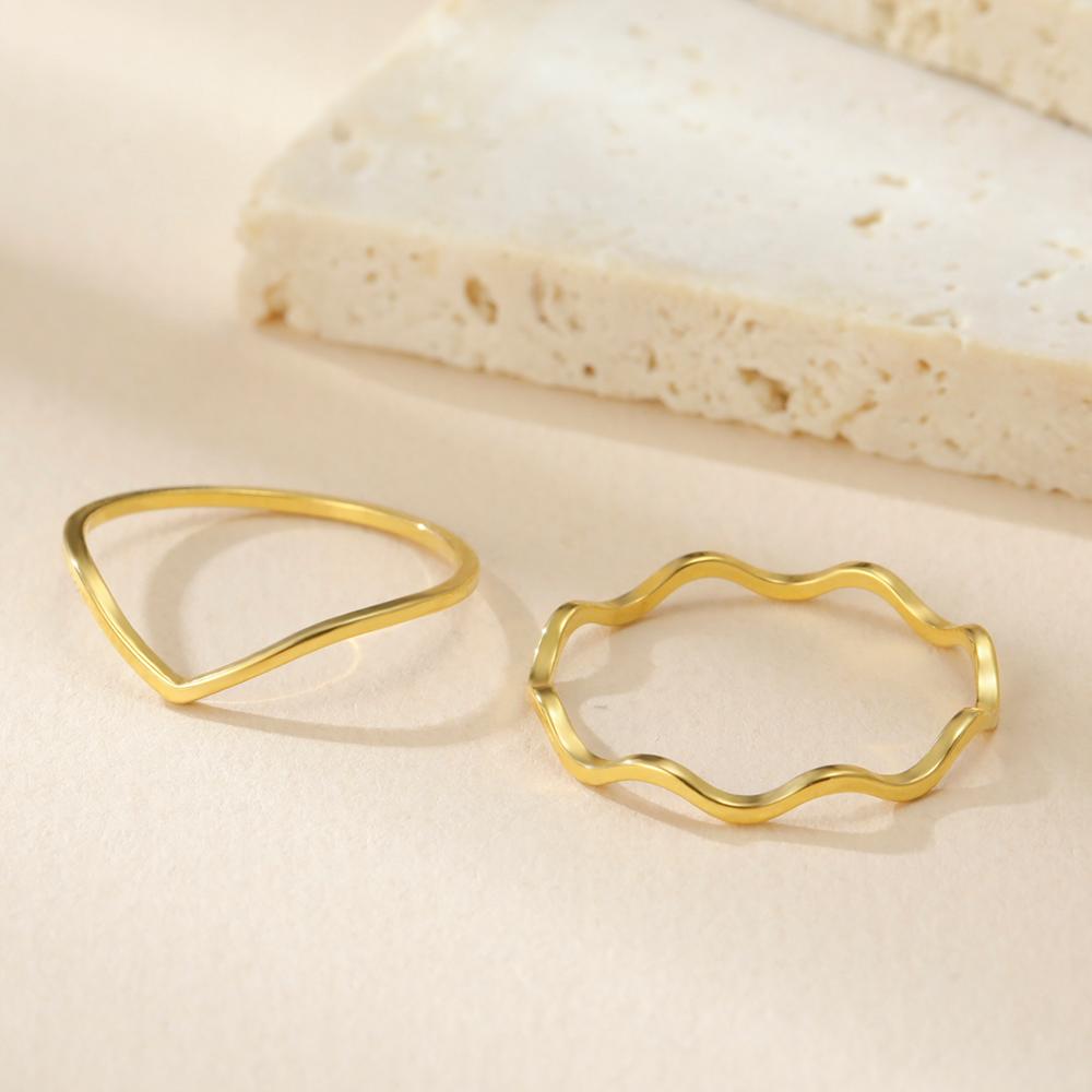 Cazador Minimalist Stackable Women‘s Ring Stainless Steel Geometric Wave Finger Rings Kpop Jewelry Gift Trend 2026 Wholesale