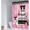 Fashion Luxury Girly Shower Curtain Pink Floral Black Perfume Shower Curtains Waterproof Polyester Fabric Shower Curtains for Bathroom Decor with 12