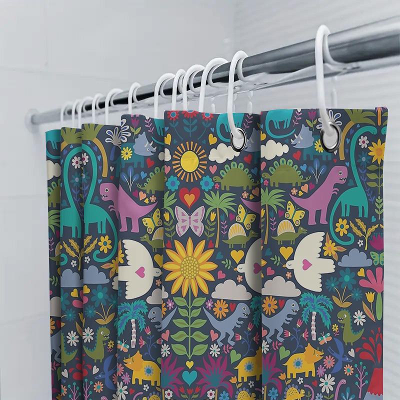 Botanical Shower Curtain Forest Animals Pattern Nature Theme Bathroom Decor Vintage Floral Backdrop Washable Fabric