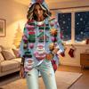 Women's 3/4 Sleeve Christmas Print Hooded Pullover Top Casual Holiday Outfit