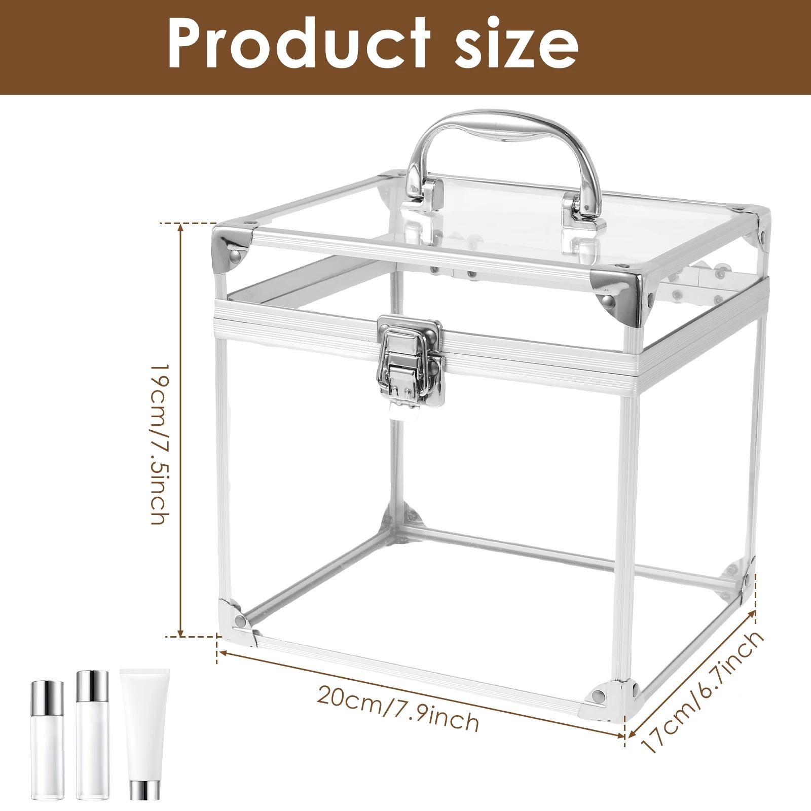 

Transparent Cosmetic Storage Box Makeup Organizer with Latches and Handle Large Capacity Toiletry Organizer Box for Travel срібний