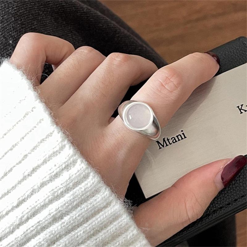 925 Sterling Silver Retro Plain Silver Ring for Women Does Not Fade, Light Luxury, High-end Sense, Versatile Opening Fashion Personality Ring