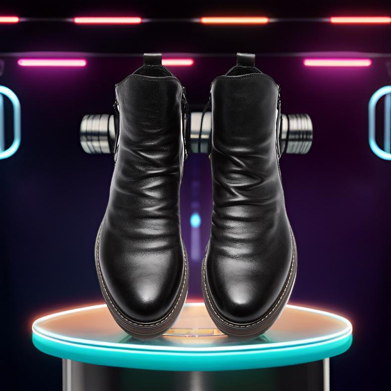 

2025 new men s leather boots autumn and winter large size double-sided zipper non-slip soles men s boots men s shoes fringed boots 39