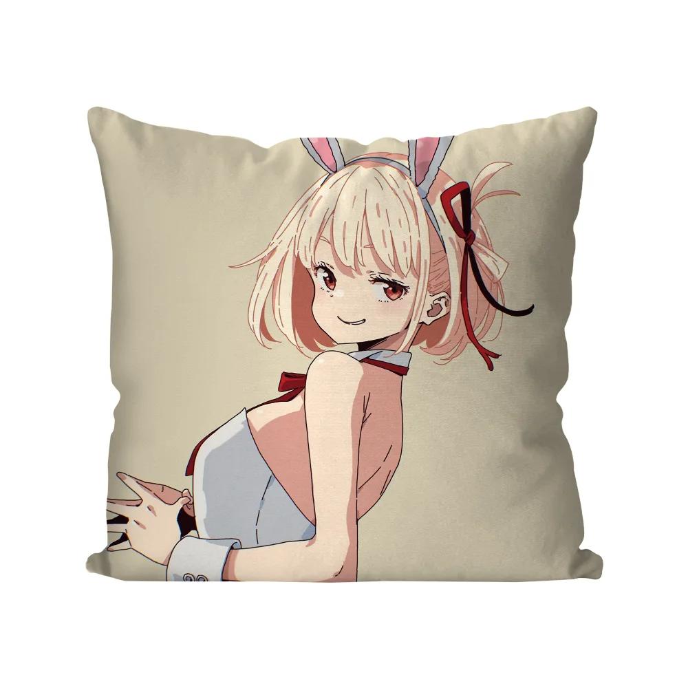 Chisato Nishikigi Anime Lycoris Recoil Kissenbezug Quadratisches Kissen Schlafzimmer Sofa Freizeit Komfort Wohnzimmer Heimdekoration 40X40