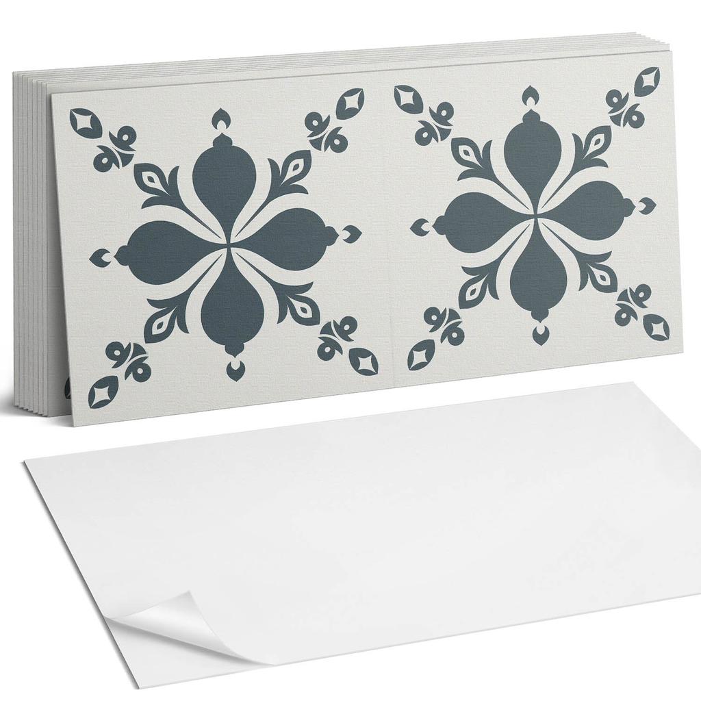 Zestaw Kafelków Winylowych Z Wzorem Do Salonu Samoprzylepne Ornamentalny Wzór Z Liśćmi 10X40X20 Cm