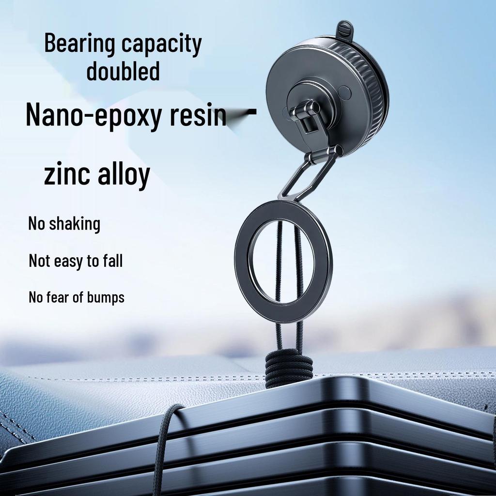Universal Folding Magnetic Car Phone Holder with Rotating Vacuum Suction for In-Car Navigation