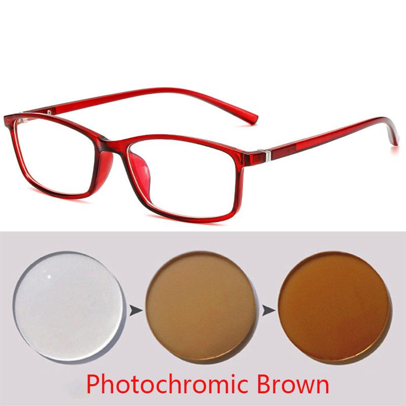 TR90 Thin Frame Change Color Eyewear Photochromic Eyeglasses Women Men Prescription 0 -0.5 -1.0 -1.5 -2.0 -2.5 -3.0 To -6.0