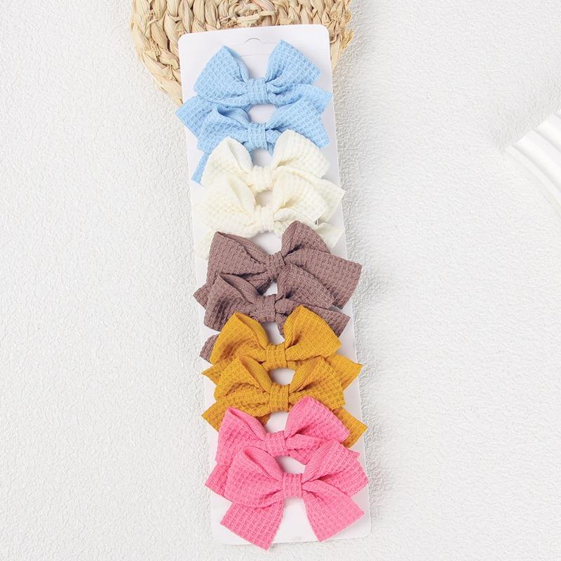 6/10Pcs Sweet Cute Solid Ribbon Bowknot Hair Clips for Baby Girls Handmade Bows Hairpins Barrettes Headwear Kids Hair Accessories