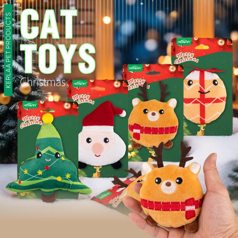 Christmas Plush Cat Toy Various Chew Toys Fun Puppy Santa Packing Gift Sets Christmas Craft Kits