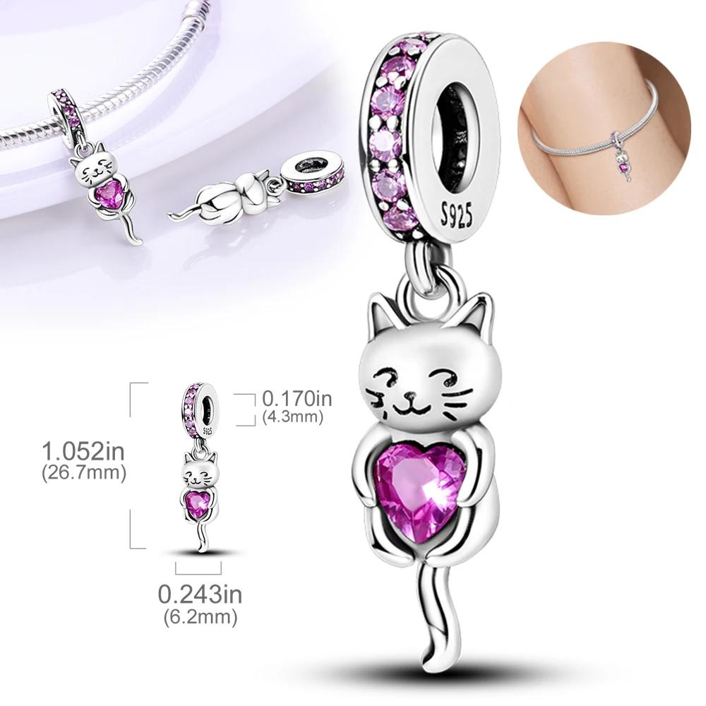 Copper Cute Animal Pet Series Cat Burger Love Fit Original Bracelet Women'S Charms For Jewelry Making Gifts