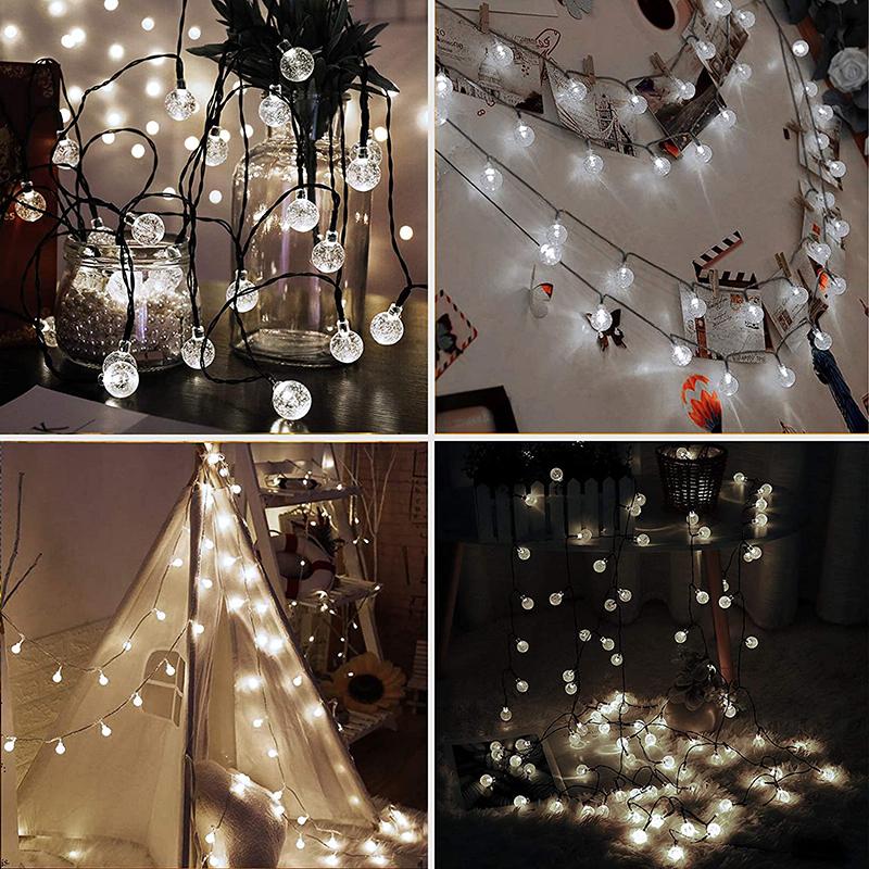 Outdoor Globe Christmas Garden Light 23FT 50LED 8 Modes Waterproof Crystal Balls Starry Light Solar String Light