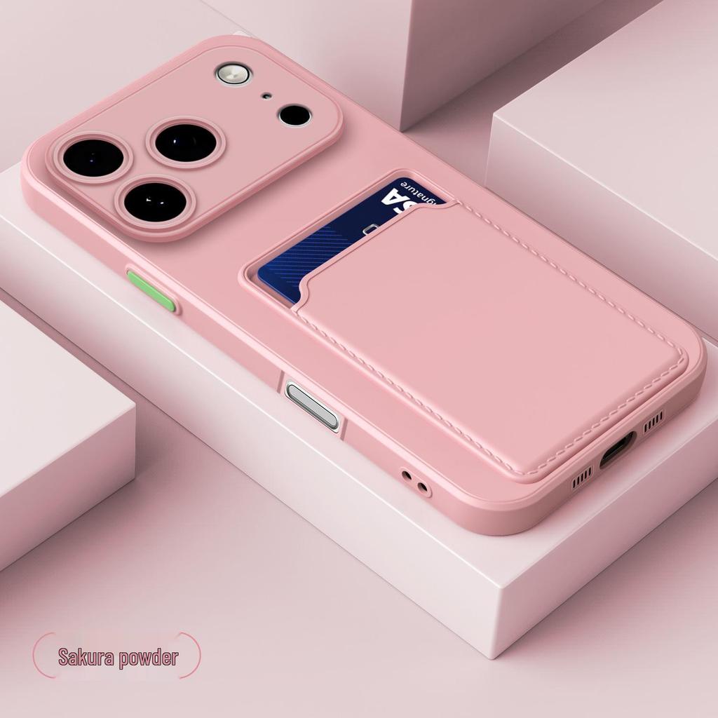 iPhone 17/16 Pro Max Card Holder Case, Apple 15 Pro Color Block Silicone Case for iPhone 13/12.