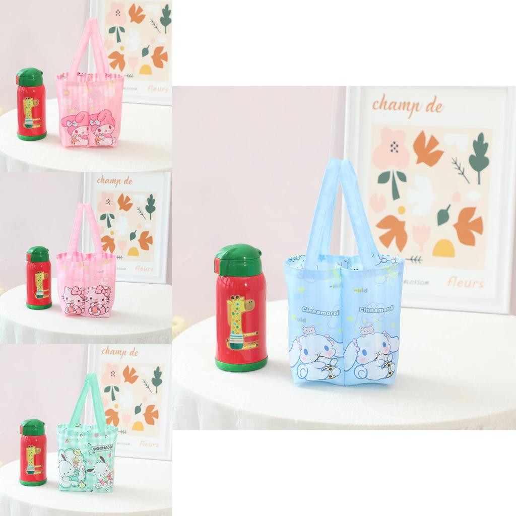 Cartoon Foldable Double Cup Bag With Oxford Fabric Multi Use Carrier For Drink On The Go