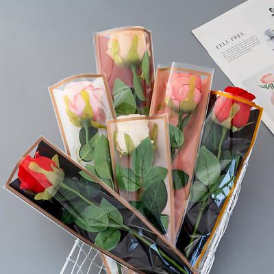 50Pcs Single Rose Sleeves Flower Wrapping Bag Bouquet Packaging Bags Clear Cellophane Floral Wrappers For Valentine'S Day
