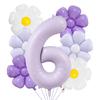 7pcs Matte Finish Daisy Balloon Number Wedding Decor Birthday Party Decoration Aluminum Foil Balloon Baby Shower Decorations