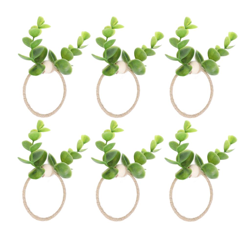 10pcs Plant Rope Wood Bead Napkin Rings Simulation Miniature Napkin Rings Holder for Doll House and