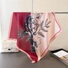 Temperament Rose Printed Simulated Silk Scarf Square High End Shawl Versatile Series Neck Small Headscarf Women's