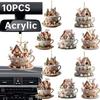 10pcs Easter Bunny Egg House Coffee Mug Hanging Ornament Acrylic 2D Flat Coffee Cup Decorative Pendant Kit for 2025 Easter Party