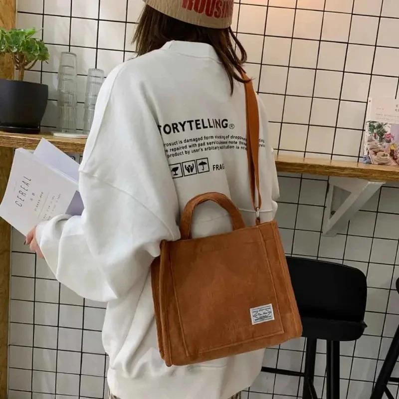 2024 Shoulder Bag For Women New Style Simple Corduroy Portable Large Capacity Bag Ins Fashion Trend Small Square Handbag