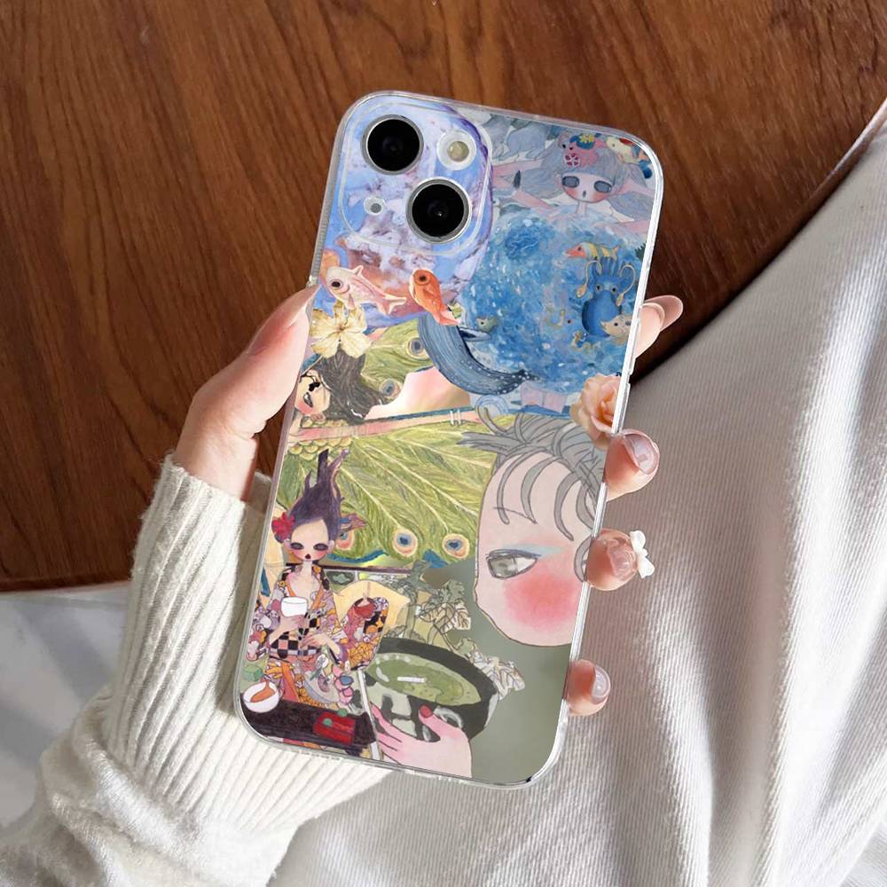 Aya Takano paintings Phone Case For iPhone 17 15 14 13 11 12 16 Pro Max Plus Mini Transparent Silicone Soft Funda