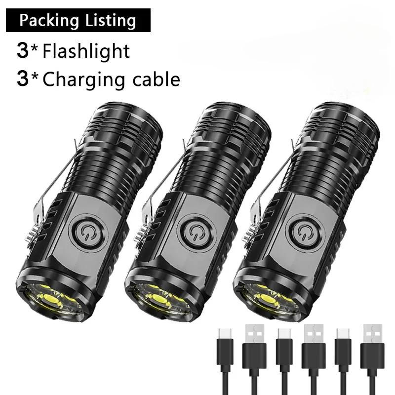 High Quality LED Flashlight 18350 Super Bright Torch Rechargeable USB Light Waterproof for Hiking Camping Lantern