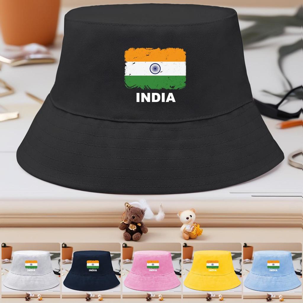 India Flag Print Bucket Hat , Patriotic Men's Hat Fashion Unisex Simple Basin Cap