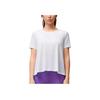 SAUCONY Logo Letter Back Slit Design Round Neck Short Sleeve T-Shirt Women T-Shirt Pearl-White SC1249033B-WT02