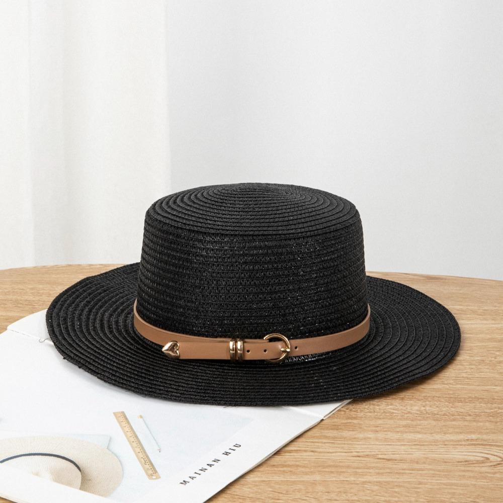 Wide-Brimmed Sun Hat UV Protection Beach Hat Fashion Straw Hat Summer чёрный