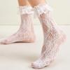 2 Pairs Lace Mid Tube Socks For Women's Lolita Retro Women's Jacquard Princess Sock White Breathable Anti Hook Silk Girls' Socks