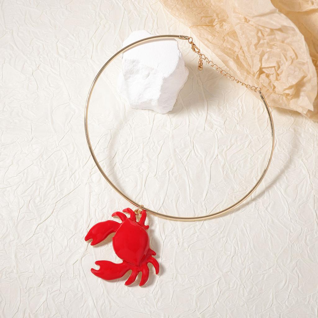 Personalisierter kreativer Ozeanwind Legierung Rote Krabbe Anhänger Halskette Einfach Mode Lässig Damen