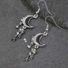 Retro Gothic Crescent Moon & Star Design Earrings For Women