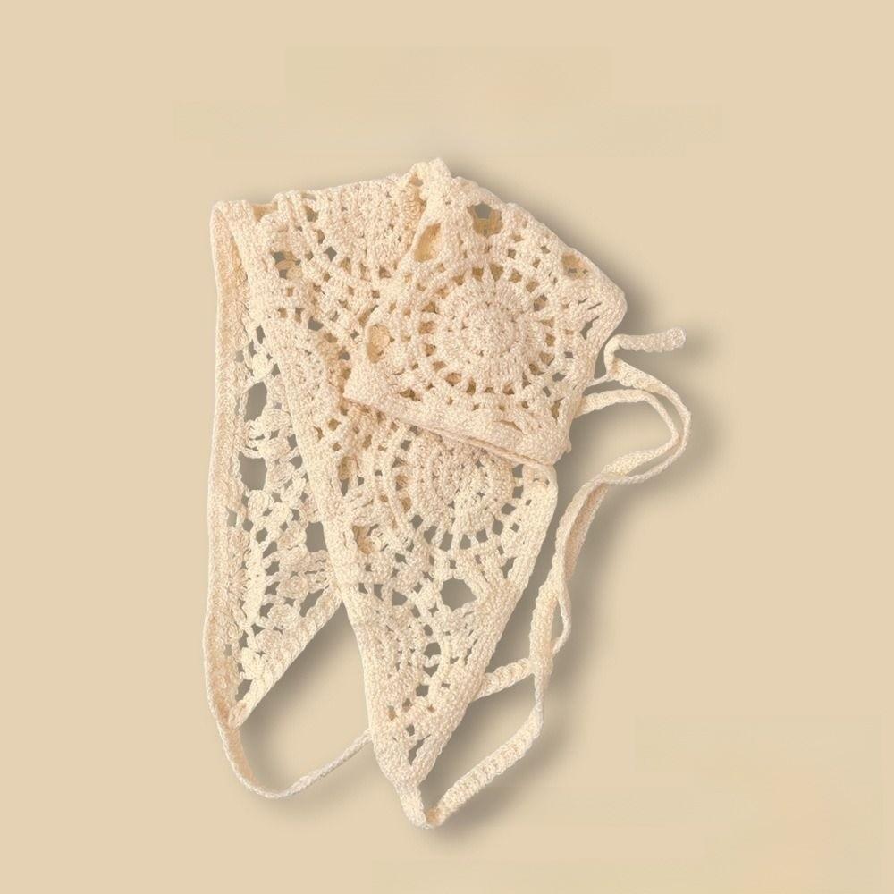 Hollow Triangle Hair Scarf Solid Color Versatile Neck Scarf Knitted Headscarf Hair Accessories