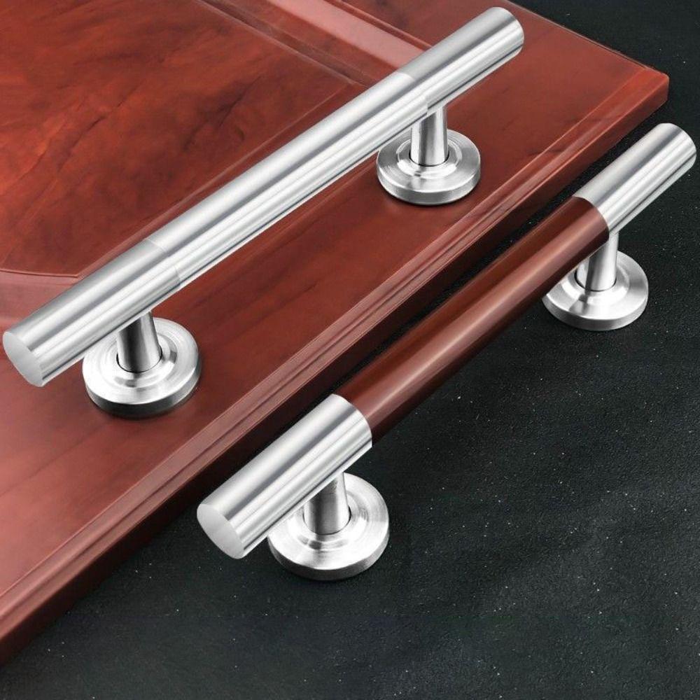 Wood Grain Door Knob Stainless Steel Wooden Door Handle Cabinet Closet Handle  Wooden Door