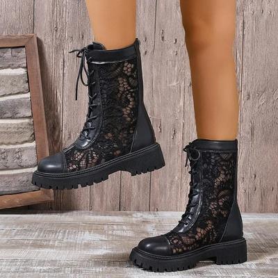 Niedriger Preis Damenschuhe Vorne Lace-up Damenstiefel Mode Spitze Moderne Stiefel Damen Hohe Qualität