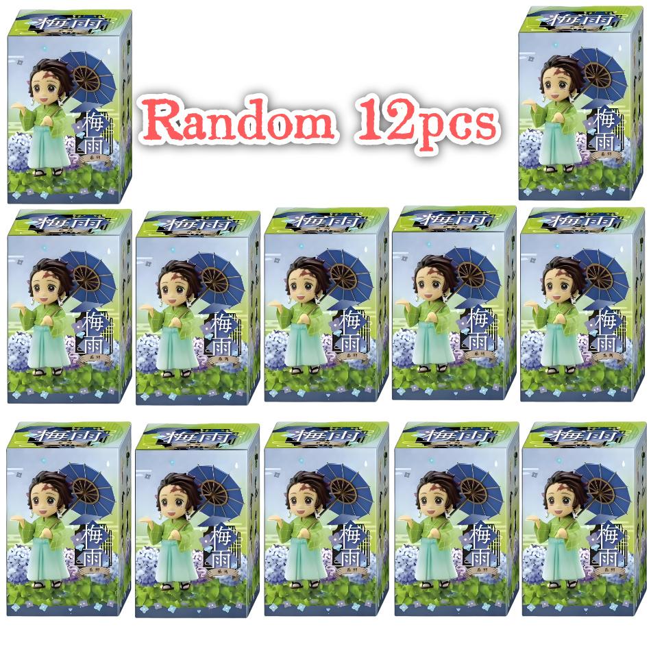 Demon Slayer blind box Plum Rain Series anime figure Tanjiro Kamado Nezuko Action Model Pvc Desktop Ornament Collection Toy Gift
