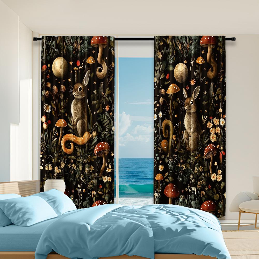

Set Of 2 Versatile Polyester Transparent Curtains Home Decoration Dark Flower Mural Use Bedrooms Living Rooms Made Area Window Treatment W100*H70(CM)-Hooks&2PCS