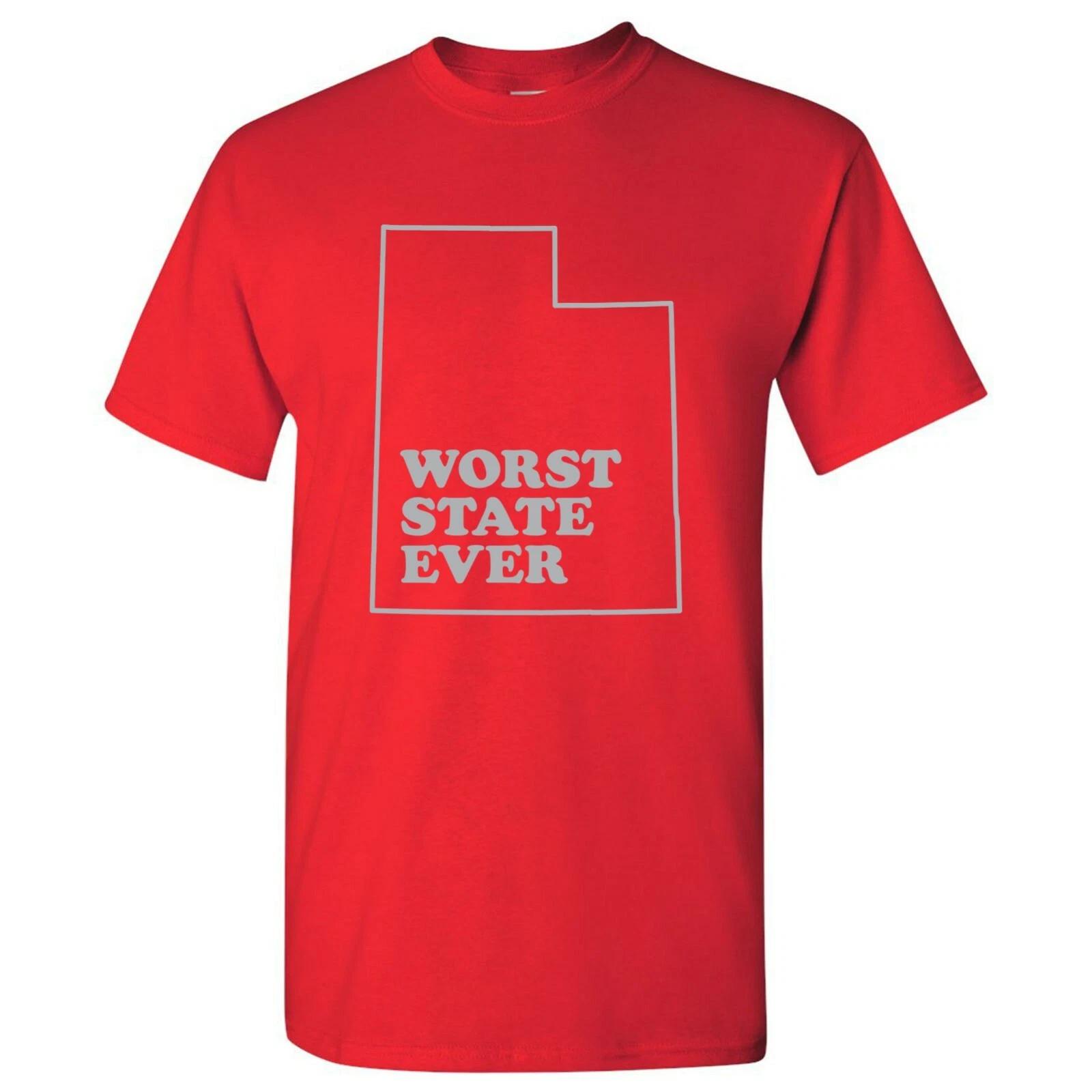 Utah Worst State Ever Basic Cotton T-Shirt - Red 4XL
