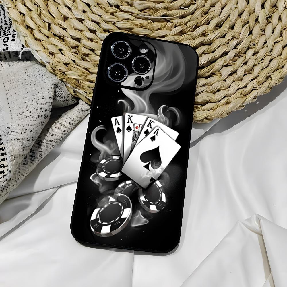 Dice Poker Casino Phone Case for iphone 16 15 Pro 14 13 Mini 11 12 Max Xr X Xs 7 8 Plus Black soft shell Cover