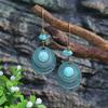 Vintage Boho Blue Stone Beaded Drop Earrings For Women Tassel Ethnic Geometric Flower Leaf Long Dangle Earrings Trendy Zircon