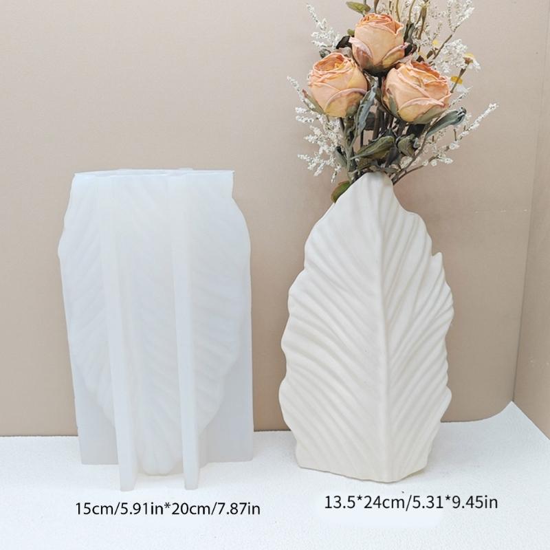 Silicone Vase Molds Leaf Shape Flower Container Moulds Unique Jewelry Jars Molds Silicone Texture for Hand-Making Crafts