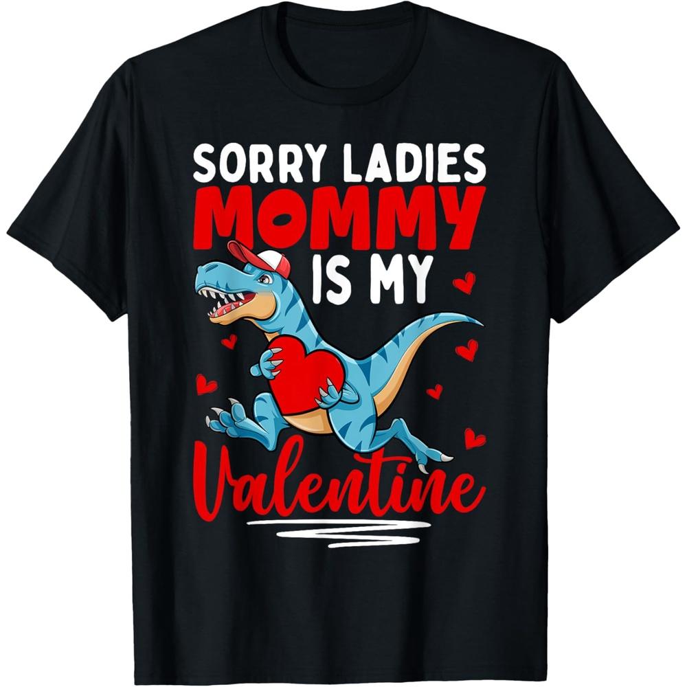Boys Valentines Day Dinosaur Sorry Mommy Is My Valentine Cotton Men T Shirt M чёрный