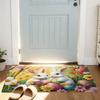 Egg Flower Easter Bunny Door Mat Quick Dry Bathroom Mat Rabbit Floor Mat  Entrance Hall