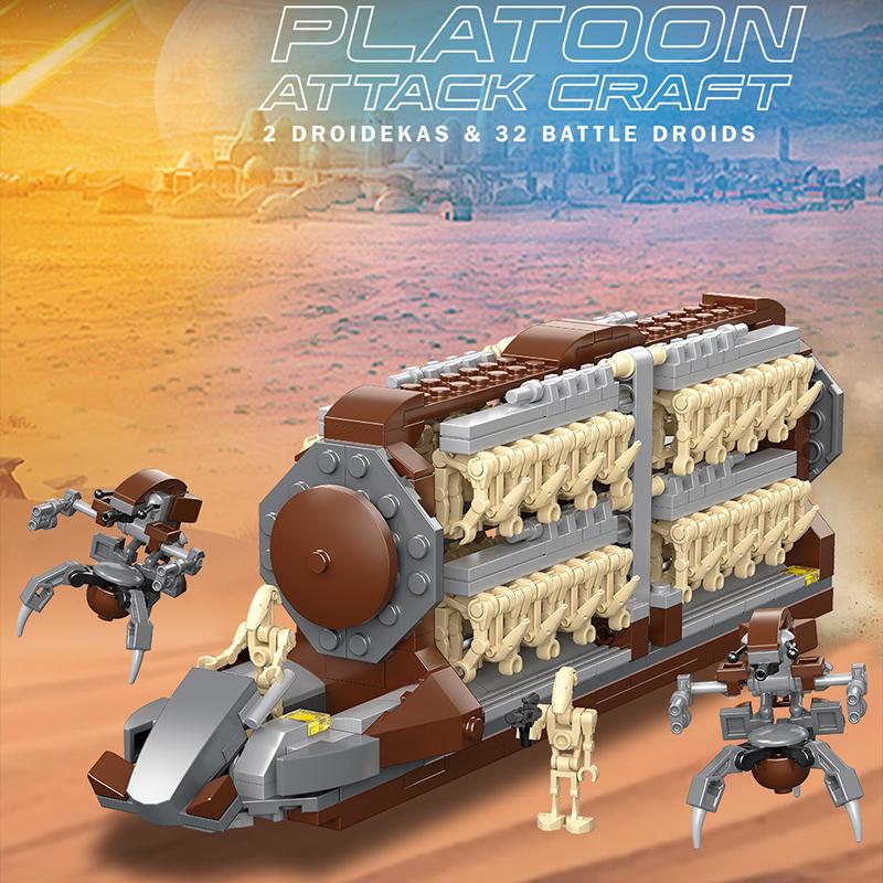 585PCS Space War Transport Car Building Blocks Platoon Attack Craft Destroy Droids Star Fight Bricks Gifts for Boys Adult Kids