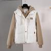 Fake Two-piece Cotton Suit Winter Women's 2025 New Fleece Jacket Short Versatile Korean Version of Hooded Spliced Down Padded Jacket