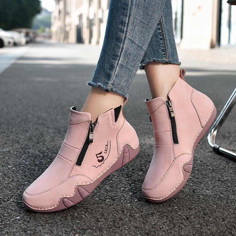 Women's High-top Casual Sneakers Handmade Leather Shoes Ankle Boots Spring & Autumn