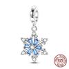 Copper Winter Ice Crystals Rotating Snowflake Pendant Charm Compatible With Authentic Charm Bracelets Women Do It Yourself Jewellery Gift