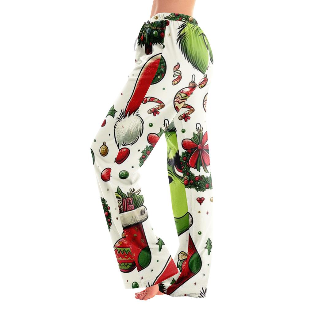 Damen Pyjamahose Nachtwäsche Lässige Hose mit Kordelzug und elastischer Taille Bequeme gerade lockere Yogahose