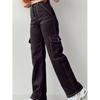Y2K Women Vintage Cargo Pants Streetwear Korean Harajuku Parachute Pants Beige Sweatpants Wide Leg Joggers Trousers