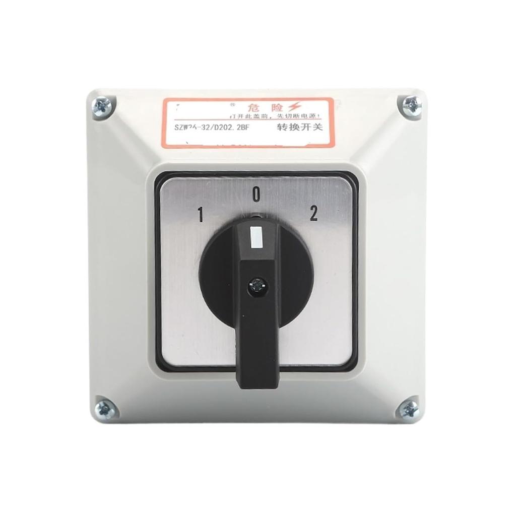 1pcs SZW26/LW26-32 32A 3 Position 2 Phase 8 Screws Automatic Universal Changeover Rotary Knob Cam Switch with Waterproof Box