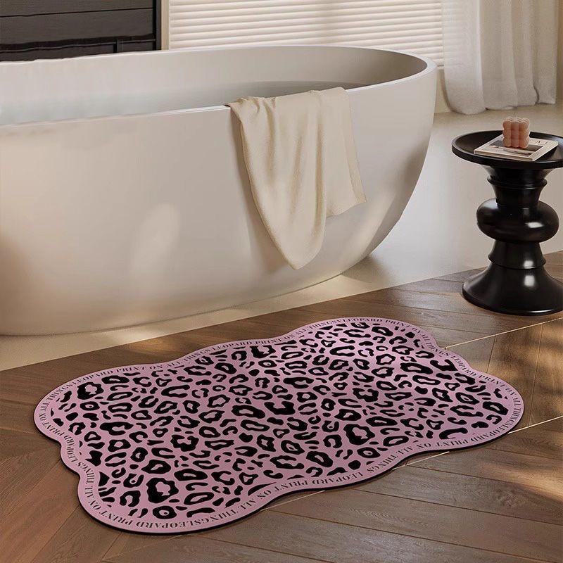 Toilet pink soft diatom mud absorbent foot pad bathroom retro quick-drying non-slip floor mat toilet door carpet